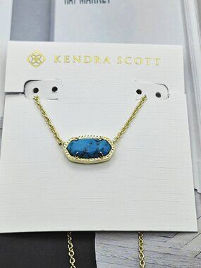 Kendra Scott Gold Chain Necklace with Blue Turquoise Stone NWOT
